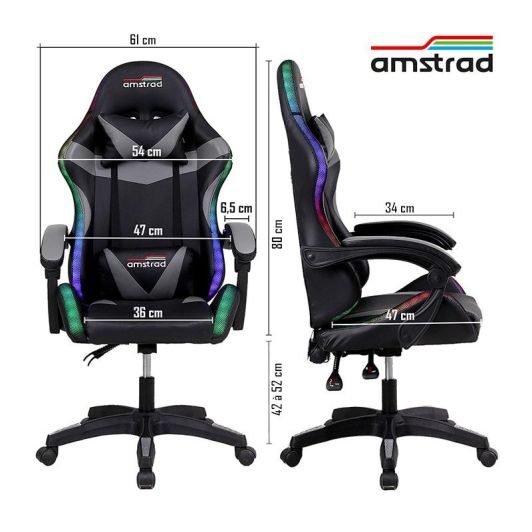 Chaise gaming AMSTRAD 900 LED Gamer Noir