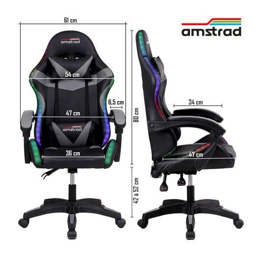 Chaise gaming AMSTRAD 900 LED Tiger Noir