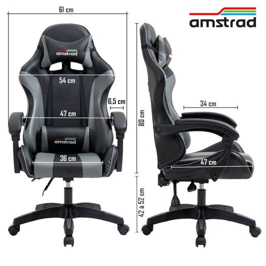 Chaise gaming AMSTRAD AMS 800 Noir