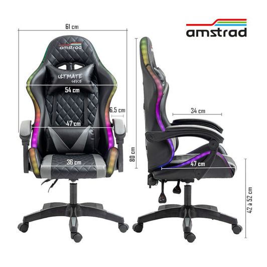 Chaise gaming AMSTRAD AMS ULTIMATE LED Noir