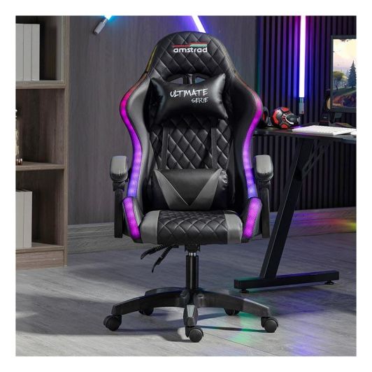 Chaise gaming AMSTRAD AMS ULTIMATE LED Noir