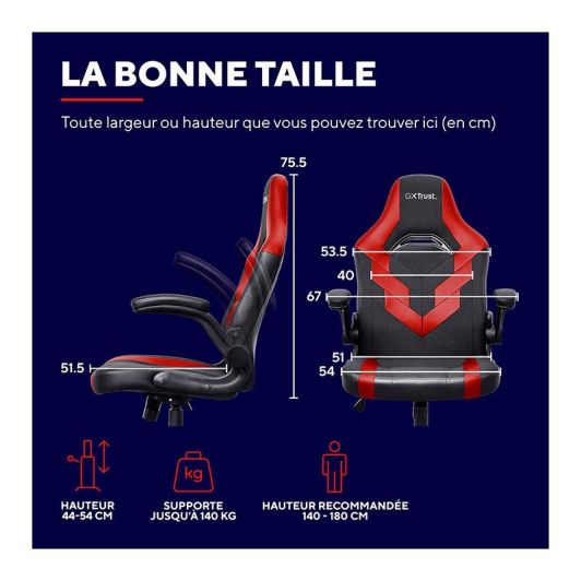 Chaise gaming TRUST GAMING RIYE Noir et rouge