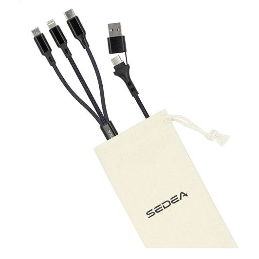 Câble 3 en 1 Lightning, Micro USB et USB-C / USB et USB-C SEDEA Noir