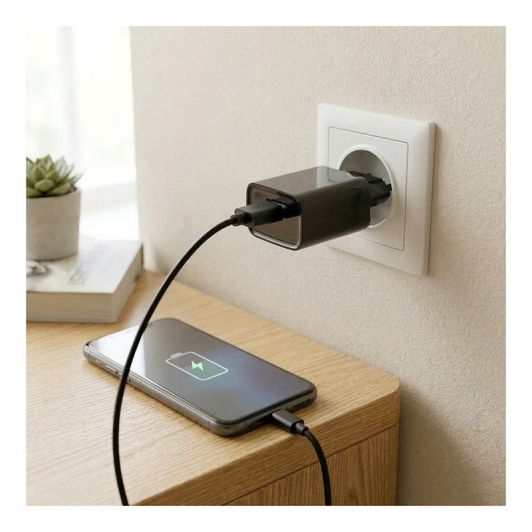 Chargeur secteur USB HIGH ONE 2,4AA + Câble USB-C/ USB 1M Noir