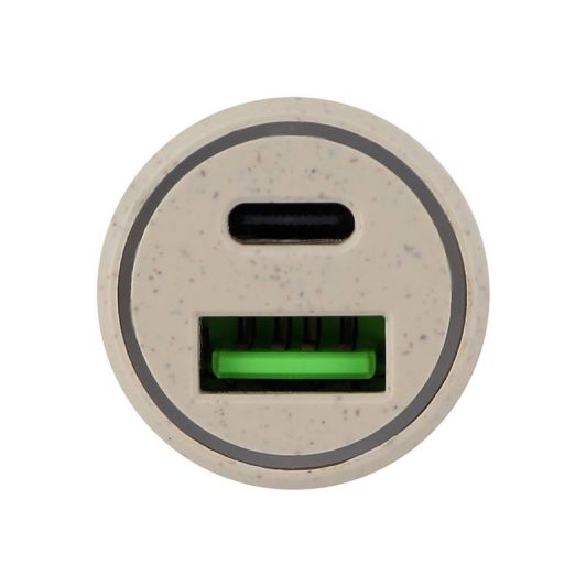 Chargeur allume cigare éco 2 ports USB-C et USB EDENWOOD 20W Beige