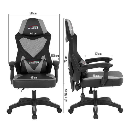 Chaise gaming AMSTRAD 309 Noir et gris
